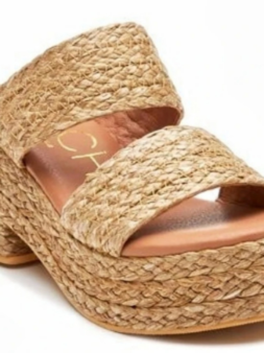 BEACH by Matisse Gem Platform Slide Sandal Raffia Platform Wedge Women's Size 7